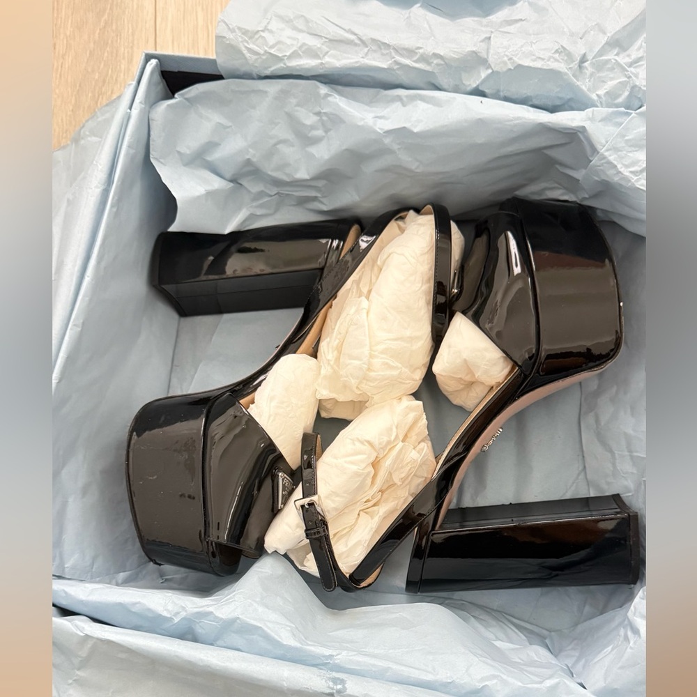 Prada Black Patent Leather Platform Heels - Picture 8 of 11